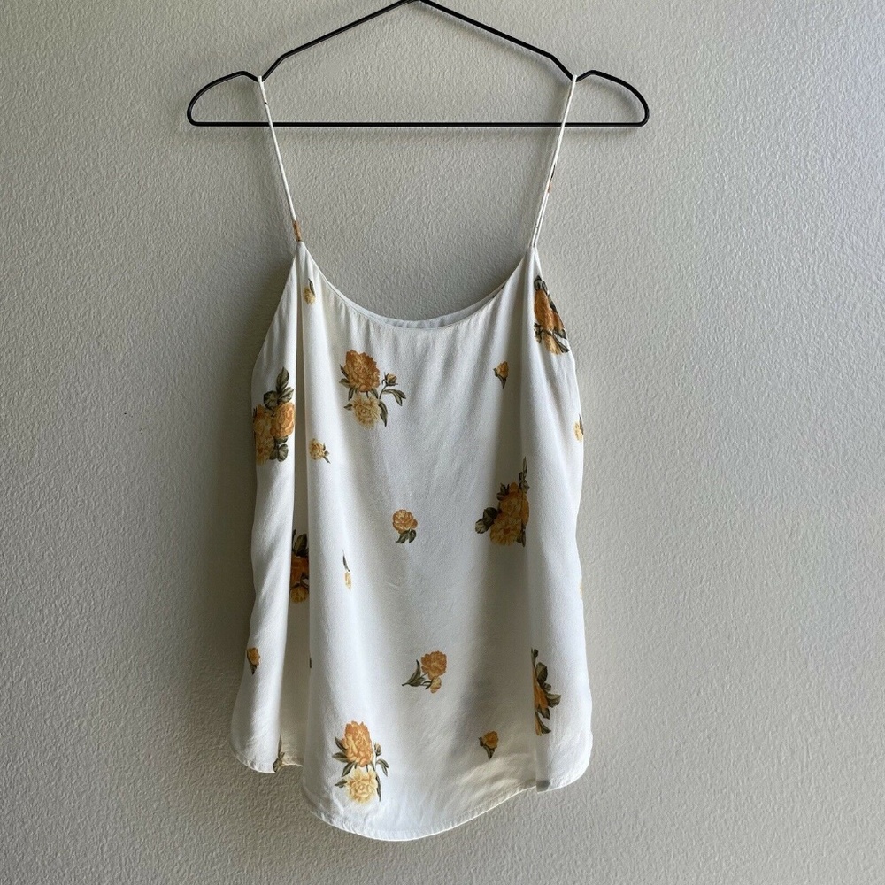 Reformation Floral Atticus Tank Top Camisole Medium Ivory Yellow